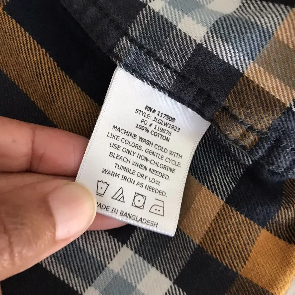 Levis Navy Blue Plaid Long Sleeve Cotton Flannel Casual Grunge Shirt Mens XL